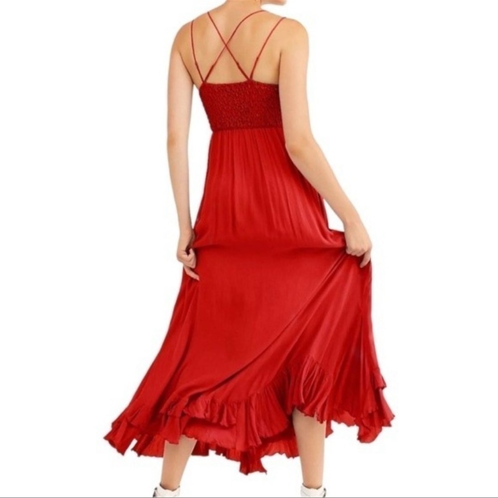 Free People Red Lace-Trim Maxi Dress - Picture 5 of 9